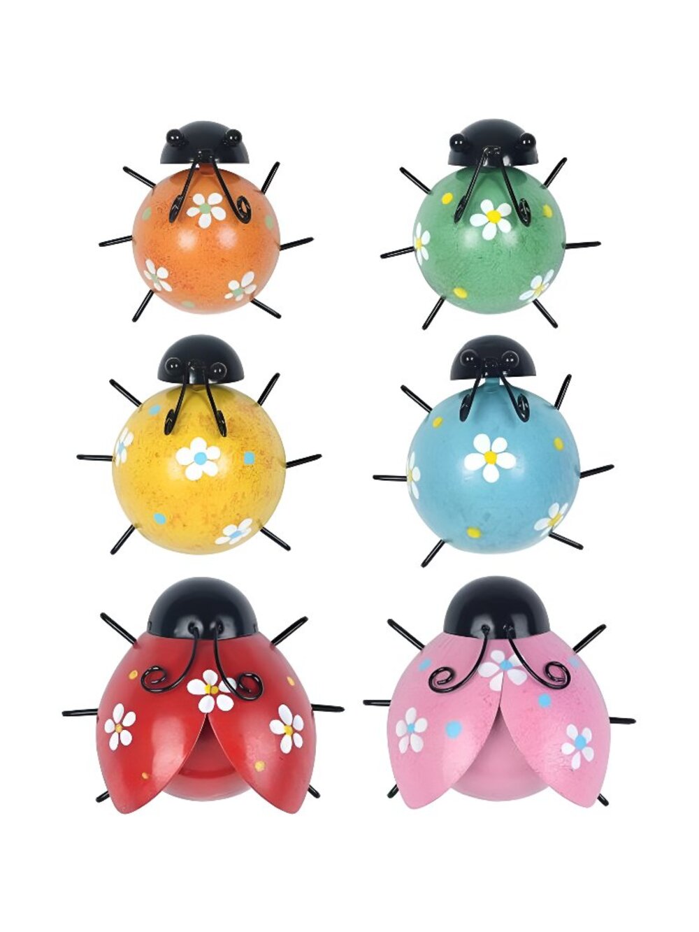 Ladybugs Outdoor Wall Decor, 3D Metal Wall Art Spring Decor Set of 6